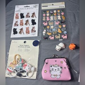 Cute Cat-Themed Accessories Set 6 pc Cat Themed Novelty Set NWT